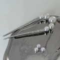 Épingle à cheveux argentée en U avec élégants pompons en perles style vintage - Motif de Nuage Gland d'Argent à Cinq Perles (25)