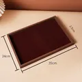 Walnut wood jewelry display tray with dark red velvet lining and rectangular wooden frame - Empty Tray