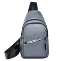 Gray men's cross-body chest bag with matte finish and adjustable nylon strap - Gray