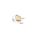Golden heart pendant charm with dimensions 20mm height, 15mm width, and 3mm thickness - Heart Lock-16 / Gold