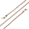Detailed macro of golden metal eyeglass chain with lobster clasps and silicone loops - Style 4-Simple Chain / Gold
