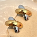 Orecchini a goccia in acciaio inossidabile bicolore con finitura oro e argento - Forma a X Incrociata Oro Argento Bicolore