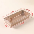 Kraft sandwich box with clear lid measuring 19x8.5x6cm for pastry packaging - Large Rectangular Kraft