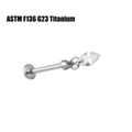 Macro detail of G23 titanium labret stud with marquise-cut sparkling zircon stone - Marquise