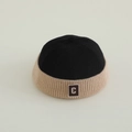 Close-up of knit docker hat featuring a two-tone design with letter C patch detail - 50-52cm (2-4 Years) / Letter C Style / Black
