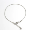Minimalist silver stainless steel curb chain bracelet with lobster clasp and extender - 1.2mm / Steel