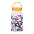 650ml white stainless steel sports bottle with colorful floral print and yellow handle - Floral Print Yellow Lid