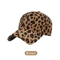 Braune Cord-Baseballkappe mit Leopardenmuster im Retro-Design mit sechs Panelen und Schirm - Erwachsene 56-62cm / Braun