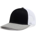 Three-tone trucker hat with black crown, grey knit brim and white mesh back - Grey Black And White