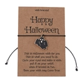 Βραχιόλι ευχών Halloween με μαύρο μενταγιόν φάντασμα σε καφέ κάρτα κραφτ - Στυλ Μαύρο Φάντασμα