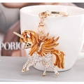 Portachiavi unicorno dorato con cristalli bianchi per borse e decorazione chiavi - Marrone