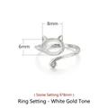 Montatura per anello a forma di gatto in argento con castone ovale da 6x8mm - Platino (Pietra 6*8mm)