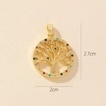 Detailed view of Tree of Life pendant with dimensions measuring 2cm by 2.7cm - 0370-8 Gold Colorful Zirconia Pendant