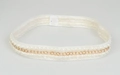 White bridal lace garter featuring small faux pearls and a golden chain detail - 56-58cm / White Lace Pearl and Gold Chain Bridal Garter (AB35)