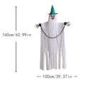 Hanging Halloween ghost with green witch hat and chains, 160cm tall scary prop - White Ghost With Iron Chain