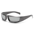 Y2K punk style cycling sunglasses with matte grey frame and silver mirrored lenses - Gunmetal Frame Silver Mirror Lens