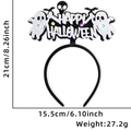 LED Halloween headband with ghost and bat icons featuring happy halloween lettering - White Ghost Letters