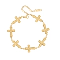 Elegante bracciale a maglie in acciaio inossidabile dorato con croci lucide e chiusura a moschettone - Croce / Oro