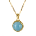 Bohemian gold necklace with irregular frame and light blue natural stone pendant - Aquamarine 14K Gold Plated Approx. 3.4g
