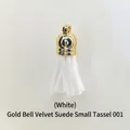 Pendentif gland en daim blanc avec capuchon doré pour bijoux porte-clés DIY - Pompon Style 1 Blanc