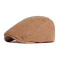 Classic corduroy flat cap in tan, showcasing vertical stripes and retro minimalist design - Adjustable / Khaki