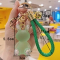 Detailed dimensions of the green jelly rabbit keychain with woven strap and rhinestones - Rabbit Shape (Dian Zhuan Guo Dong Tu) / Green