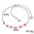 Silver adjustable evil eye chain bracelet with red charm, 6g weight, 2mm and 4mm details - Red Evil Eye Style (KB169510-Z)