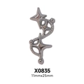 Macro shot of silver punk-style double star nail charms with metal spiral texture - X835-Silver Twisted Rope Shooting Star