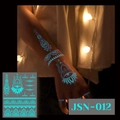 Luminous waterproof tattoo sticker featuring bohemian blue glow mandala and eye totem patterns - JSN-012 (Luminous Henna Style)
