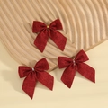 Three red burlap Christmas bows with gold and silver metallic ties for festive decor - 7*7.5cm / Red (Style 7)