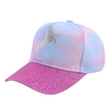 Mädchen-Baseballkappe mit Batikmuster in Rosa und Lila, Silber-Einhorn und Glitzer - Glitzer Einhorn - Rosavila