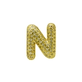 Detailed close-up of a gold-plated letter N charm pavé-set with sparkling cubic zirconia - English Letter N (DB241107-N)