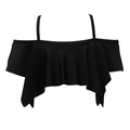 Schwarzes schulterfreies Bikini-Oberteil mit Rüschendetails für Mädchen - 104 / Nur Schwarzes Rüschen-Badeoberteil