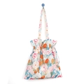 Borsa a spalla in tela con coulisse e vivaci motivi floreali astratti stile pittura - Texture Blu Arancio