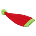 Cappello da elfo di Natale lavorato a maglia rosso e verde con pompon e bordo - Corpo Rosso Con Sfera E Bordo Verdi (C)