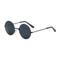 Occhiali da sole rotondi vintage con montatura sottile in metallo nero e lenti - Montatura Nera Lenti Grigie