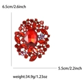 Elegante broche de flor con cristales rojos dorados con medidas y peso indicados - Rojo