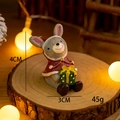 Christmas rabbit resin figurine in red hooded cloak with gift box, 4x3cm miniature decor - No.20 Bunny with Gift Box