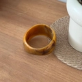 Irregular tortoise shell resin wide bangle in amber marble texture for women - Inner Diameter 67.2mm / Weight 67g / Vintage Yellow Brown