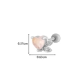 Orecchino a perno argento con cuore rosa e foglie, dimensioni 0,51 cm per 0,63 cm circa - Foglie Cuore (3#) / Argento