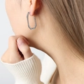 Orecchini geometrici minimalisti in argento con un lungo design a linea ottagonale - Color Acciaio