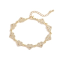 Bracciale a cuore dorato con ali in zircone scintillante e catena regolabile - Cuore Aereo Ali / Oro