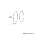 Minimalist silver stainless steel hoop earrings with 14mm diameter and 2mm thickness - 2*14mm / Silver