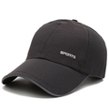 Black breathable mesh sports cap with white SPORTS logo print and quick-dry fabric - Adjustable / Dark Gray