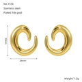 Detailansicht der 18k vergoldeten C-Ohrringe aus Edelstahl mit Größenangaben in mm - Spiralhaken-Stil (No.1554)