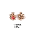 Detail of Christmas bell pendant with 16x21mm dimensions and golden metal finish - Style 11-Red Bow Christmas Bell