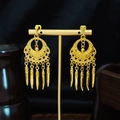 Bohemian gold teardrop earrings with intricate hollow patterns and spike tassels - Gold Hollow Spike Tassel