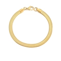 Flat herringbone chain bracelet in 14K gold plated stainless steel with lobster clasp - 5mm-16.5cm (33319) / 14K Gold