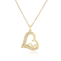 Golden micro-pave zircon heart necklace with LOVE lettering on white background - LOVE Letter Hollow Heart