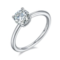 Classic 1ct round moissanite solitaire ring in S925 sterling silver with four-prong setting - US 5 / Round